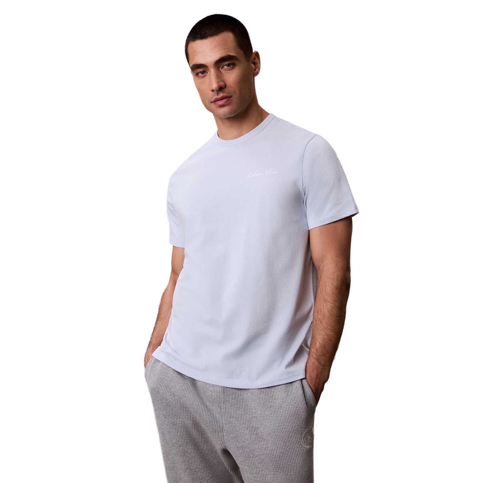 Calvin Klein Cotton Poplin Graphic Script Crew Neck T-Shirt